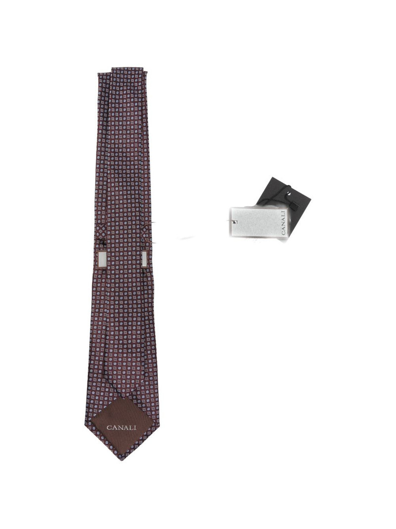 Canali geometric-print silk tie outlook