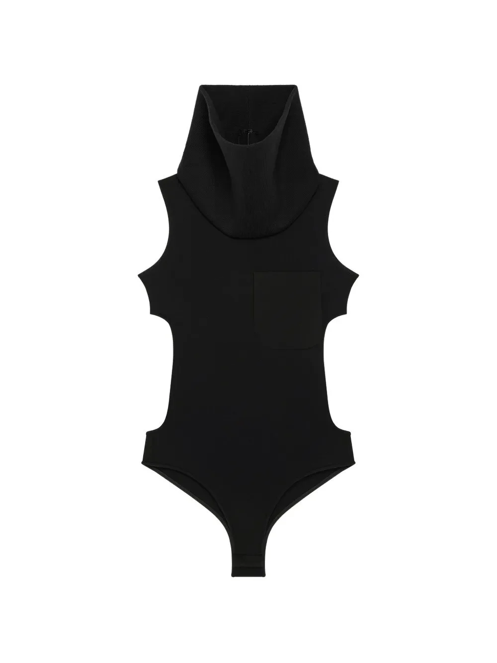 CUT-OUT HIGH COLLAR KNIT BODYSUIT - 1