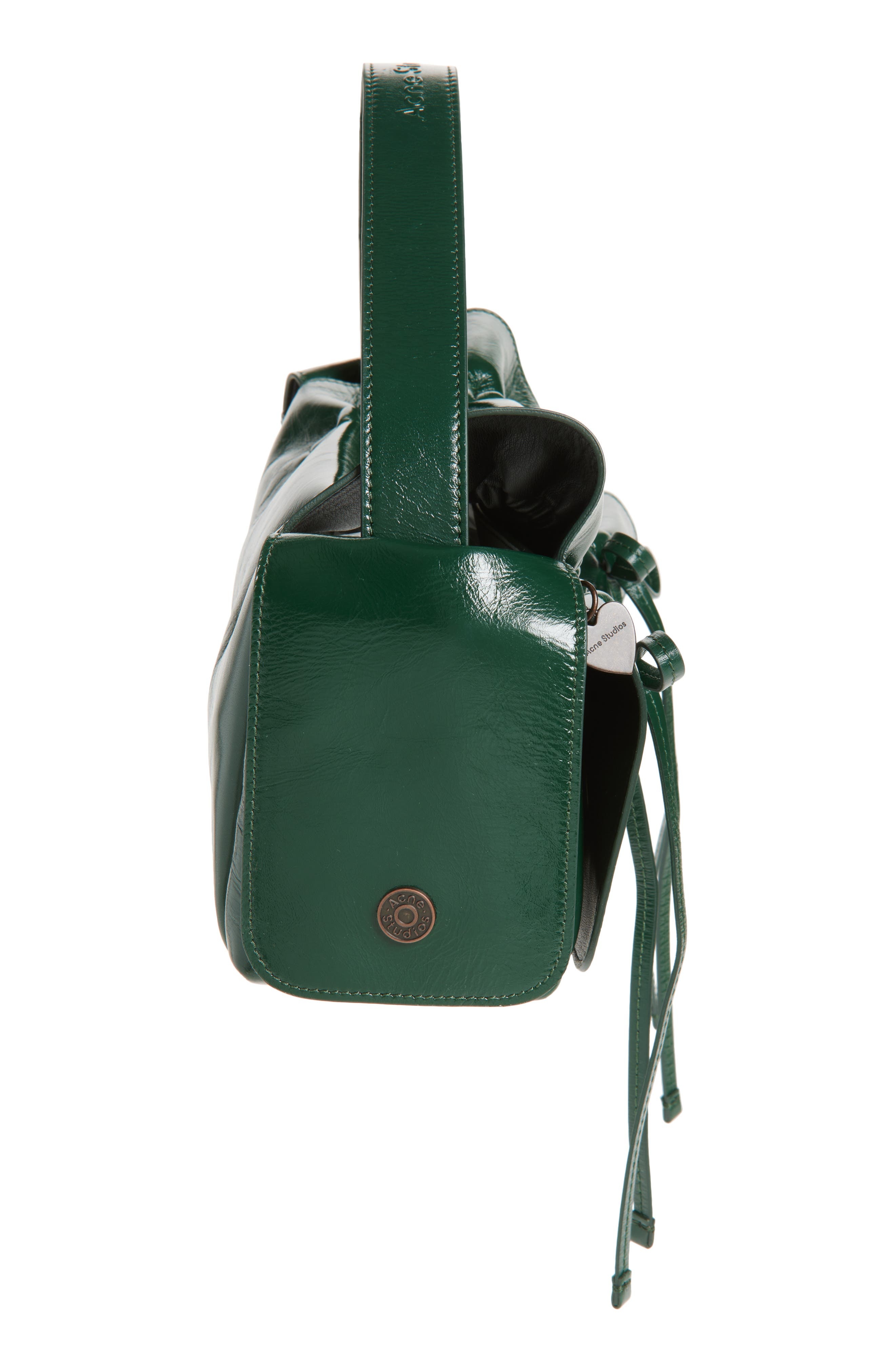 Acne Studios Multipocket Luxe Crinkle Leather Top Handle Bag in Dark Green at Nordstrom - 6
