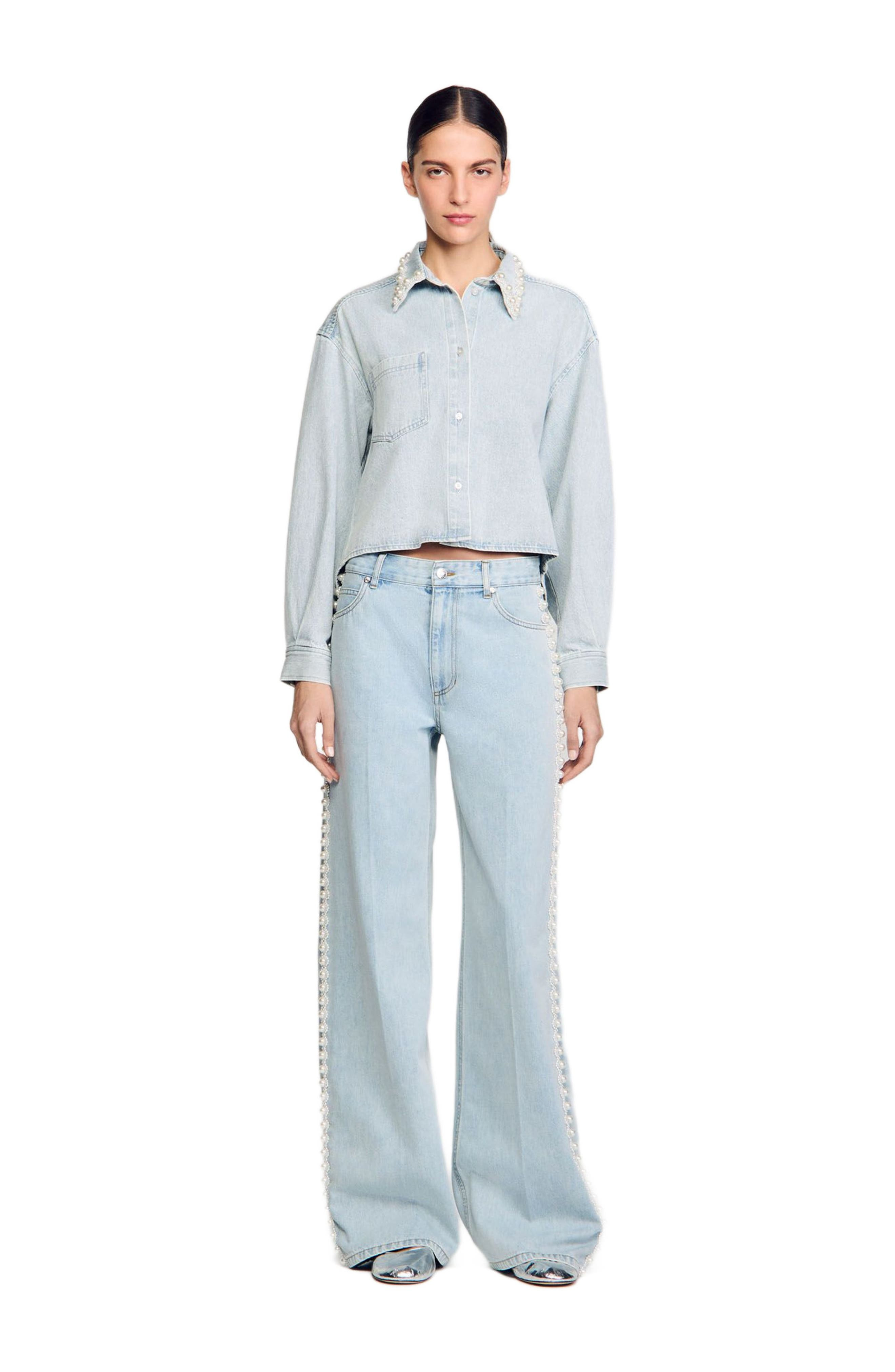 SANDRO Beaded jeans in Light Bu Jean at Nordstrom - 3