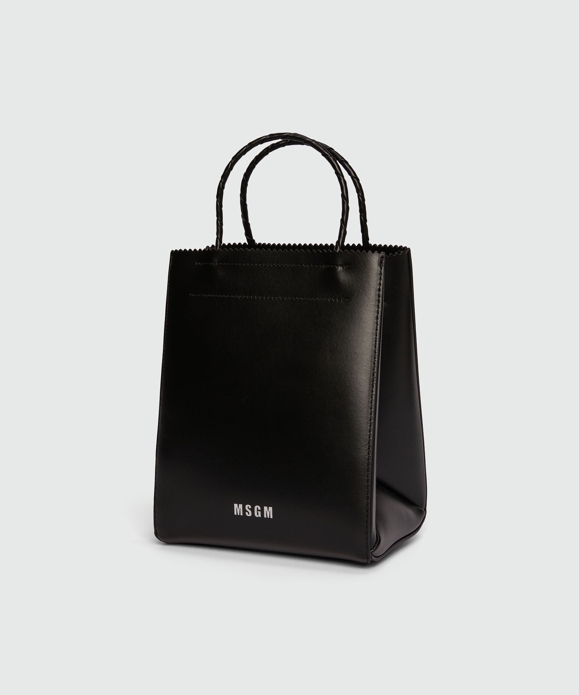 Black matte leather small tote bag - 3