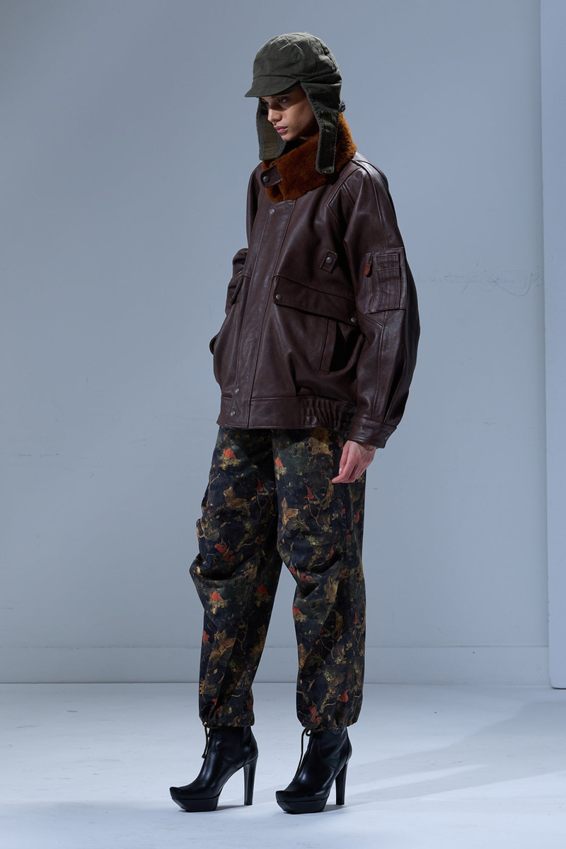 R13 LEATHER FLIGHT JACKET WITH SHEARLING COLLAR outlook