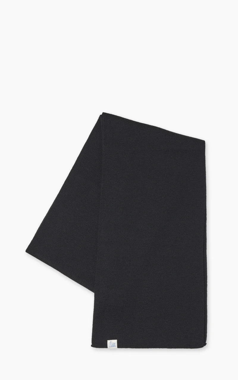 MERZ B. SCHWANEN MWSC01 MERINO WOOL RIBBED SCARF DEEP BLACK - 1