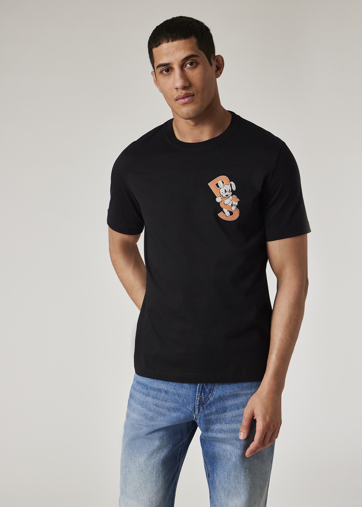 Black 'PS Bunny' Print T-Shirt - 5