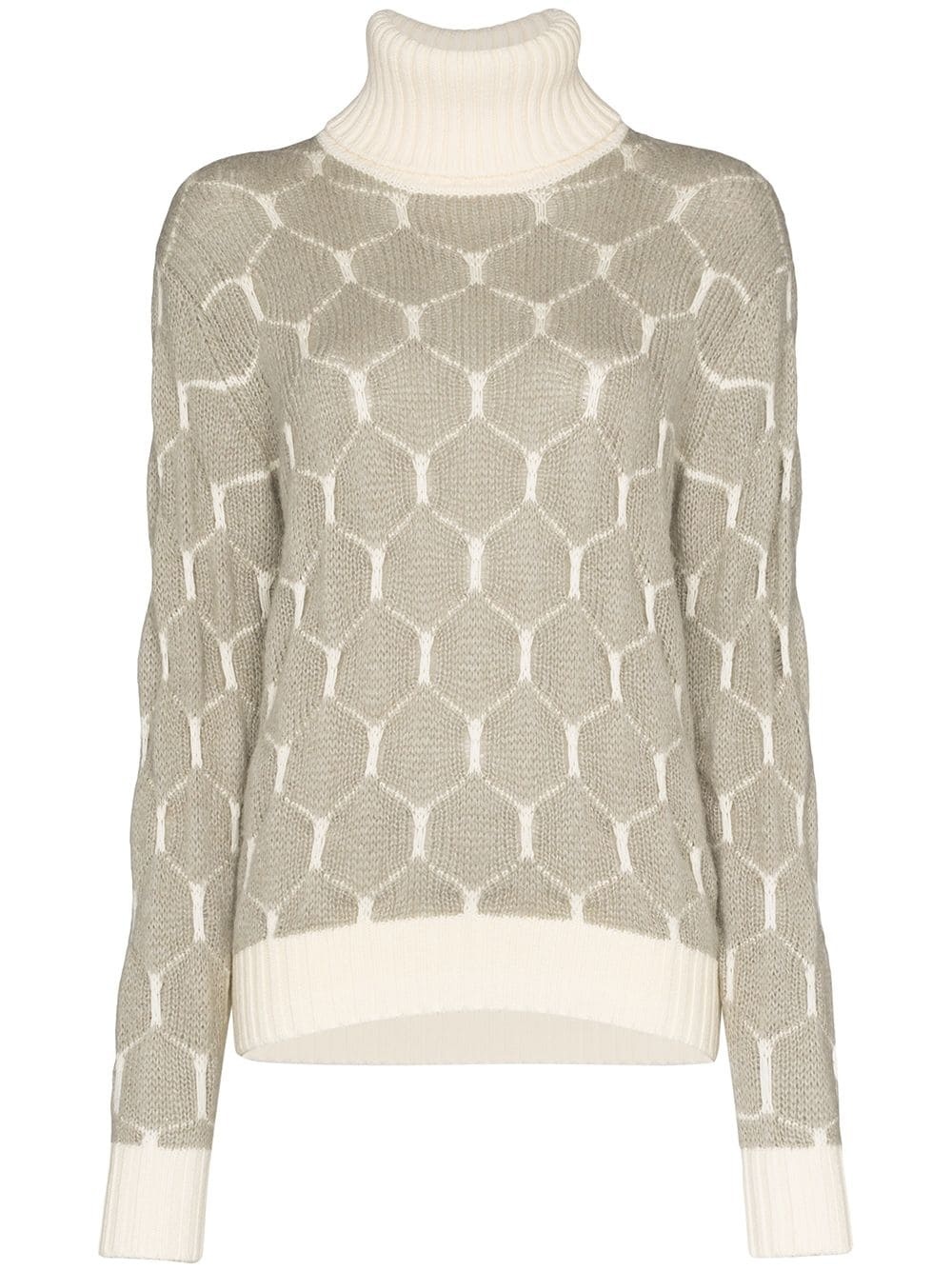 intarsia knit honeycomb jumper - 1