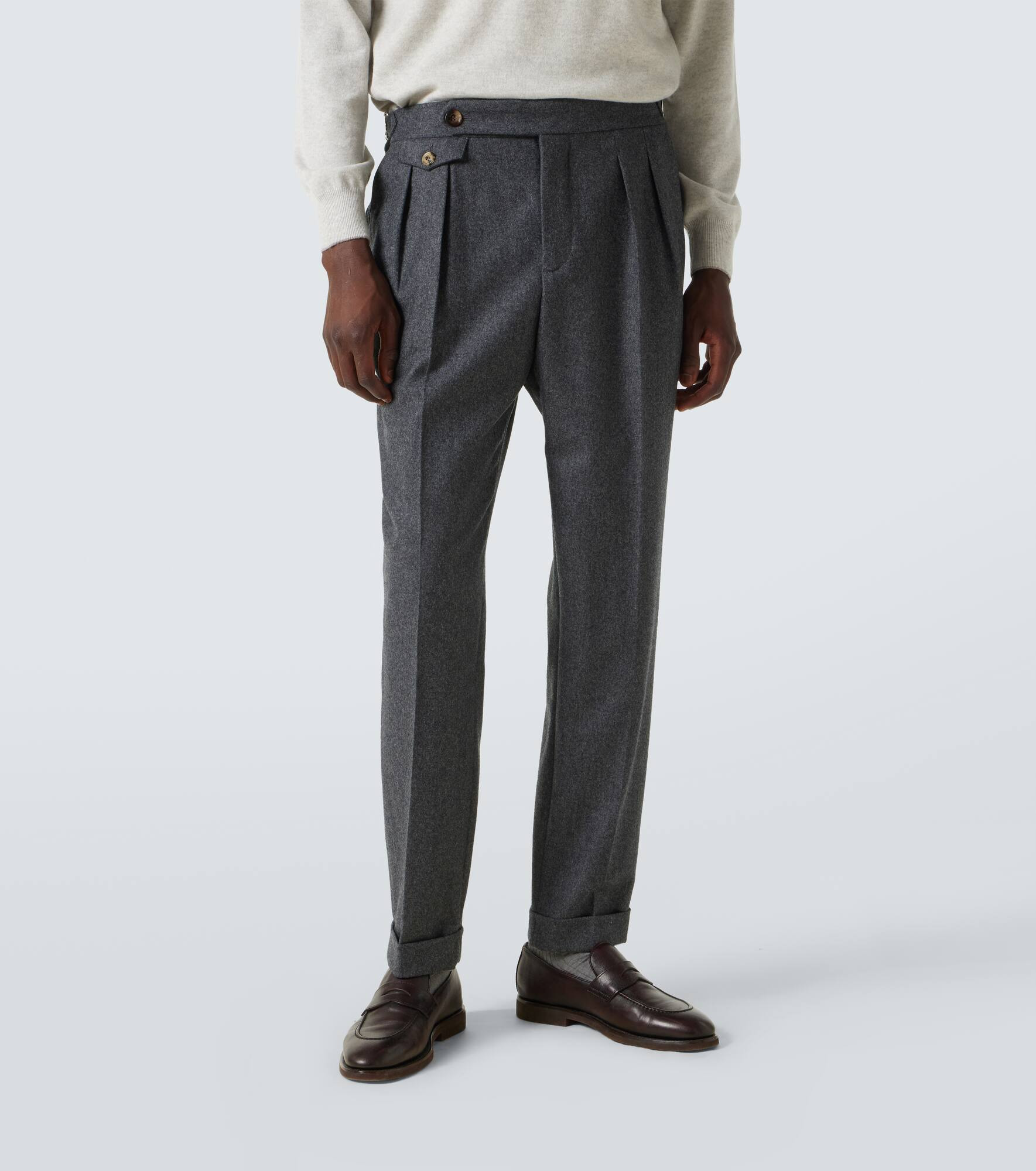 Pleated virgin wool slim pants - 3