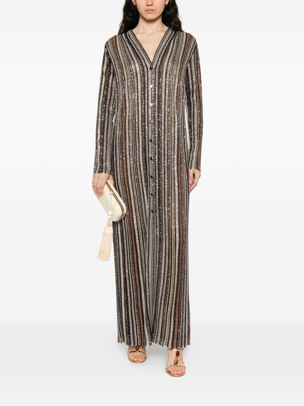 sequin-striped coat - 2