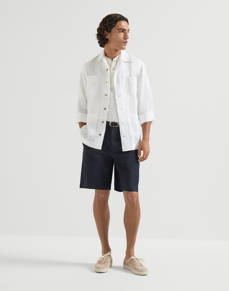 Brunello Cucinelli Garment-dyed Bermuda shorts in American Pima cotton comfort gabardine outlook