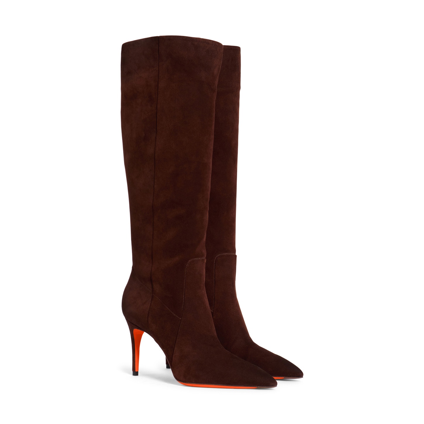 Women's dark brown suede high-heel boot - 3