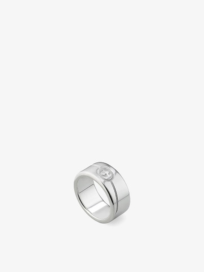 GUCCI Tag engraved-interlocking G sterling-silver ring outlook