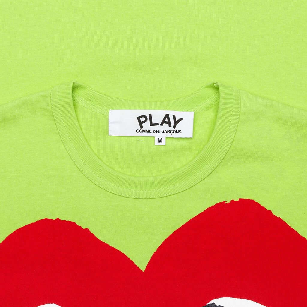 COMME DES GARCONS PLAY PASTELLE WOMEN'S RED LOGO T-SHIRT - GREEN - 3