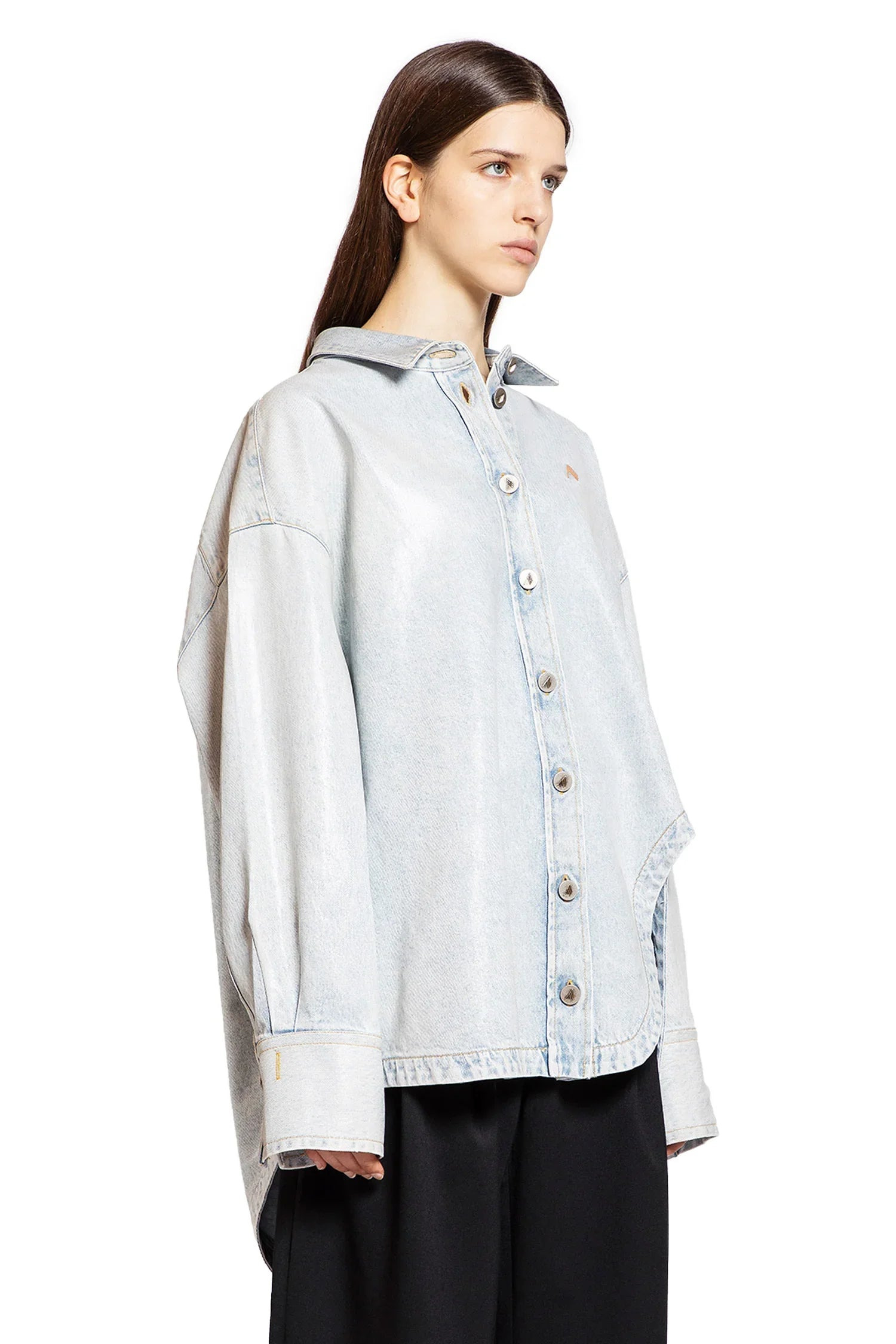 Glossy-Coated-Denim-Monogram-Shirt - 2