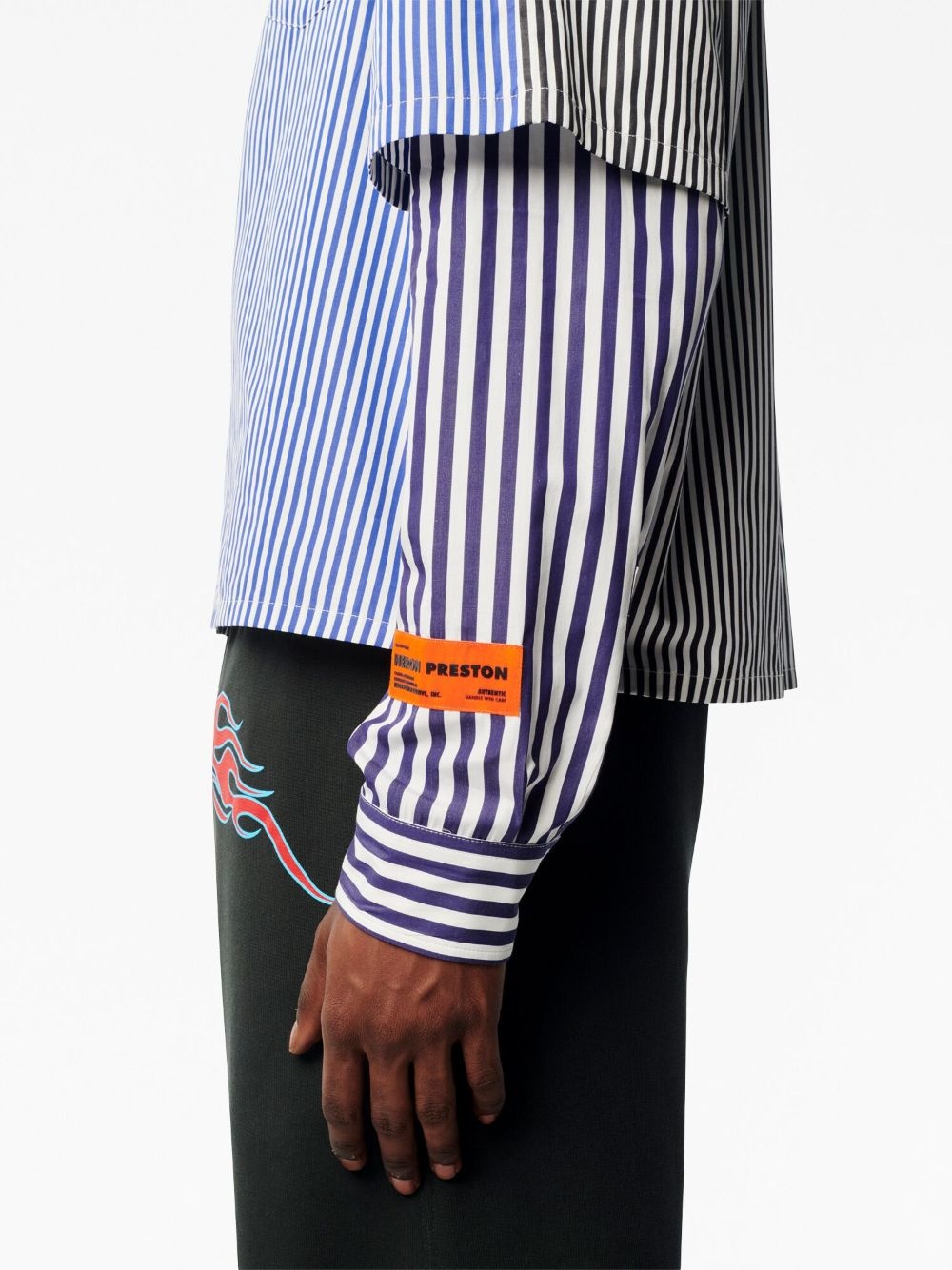 logo-patch stripe-pattern shirt - 5