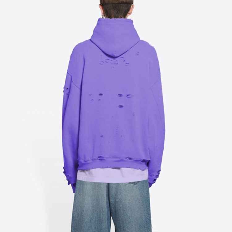 Balenciaga Caps Destroyed Hoodie 'Purple' 659403TKVB63078 - 5