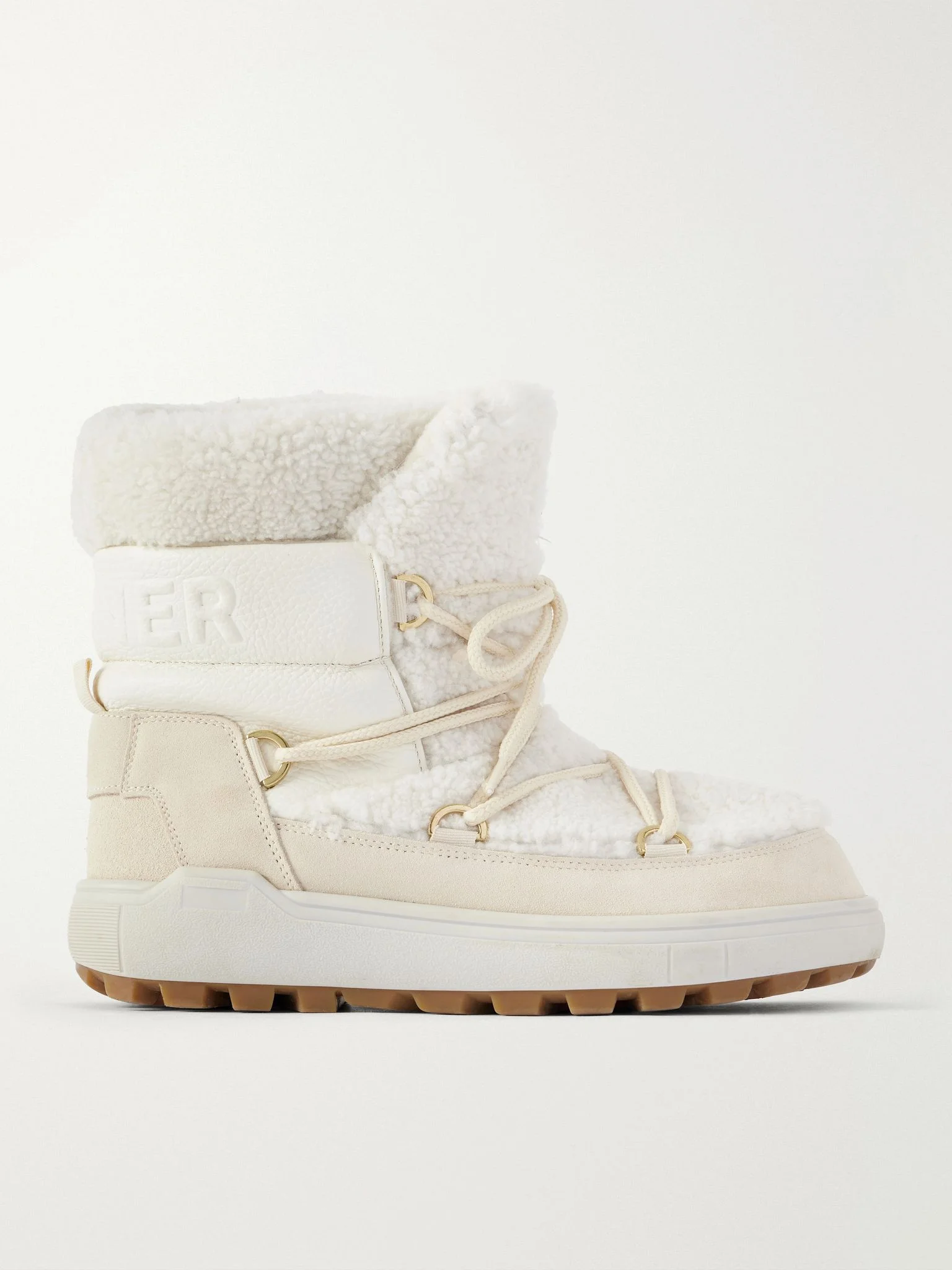 Chamonix S 10 C leather and suede-trimmed shearling snow boots Off-white - 1