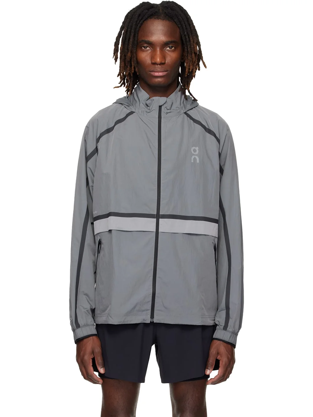 Gray Performance Volt Running Jacket - 1