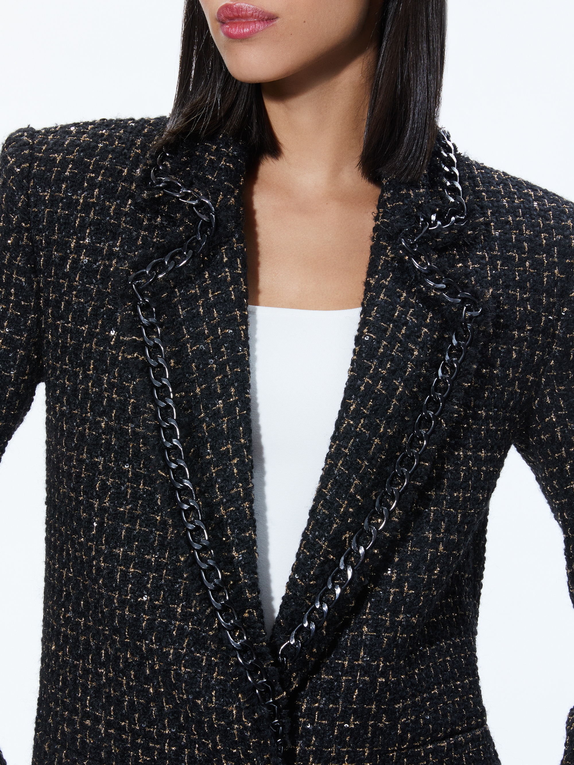 SHAN TWEED CHAIN TRIM BLAZER - 5