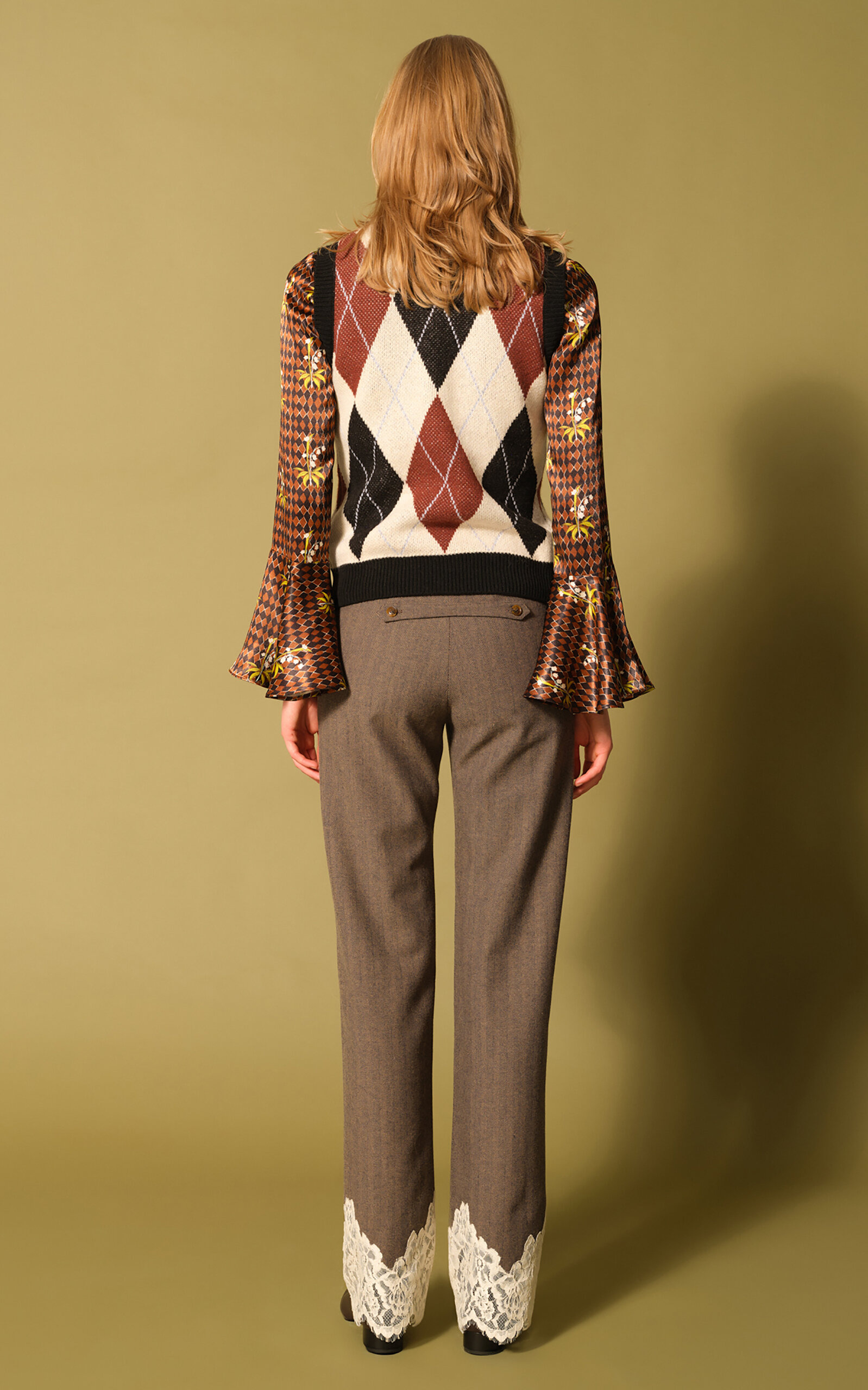 Vivienne Lace-Trimmed Wool-Blend Straight-Leg Pants multi - 4