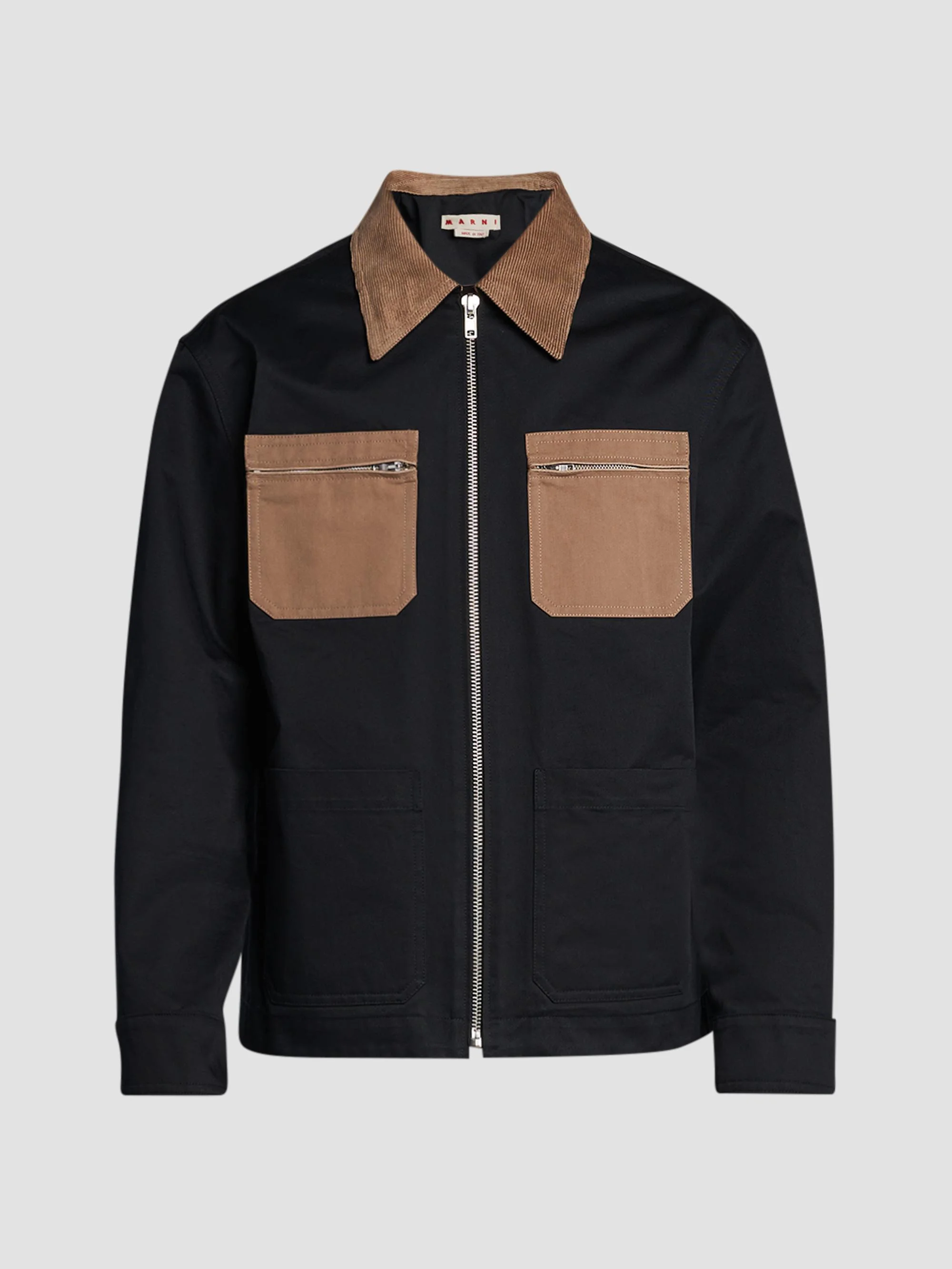 Men's Gabardine Pocket Cargo Jacket - Black - 1