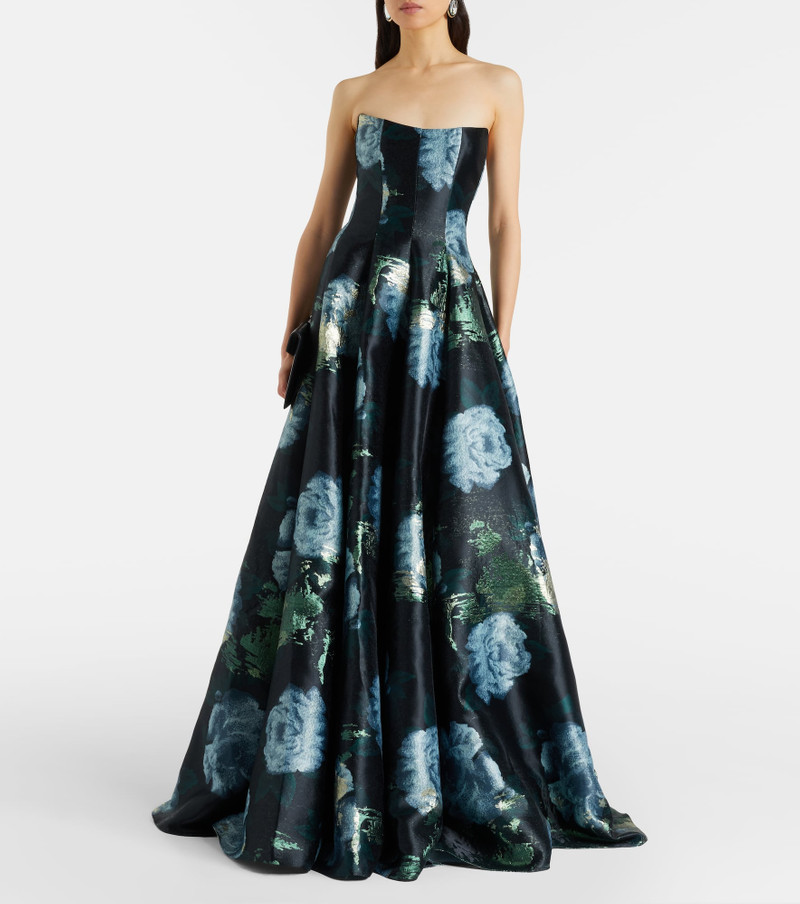 markarian Laila floral brocade bustier gown outlook