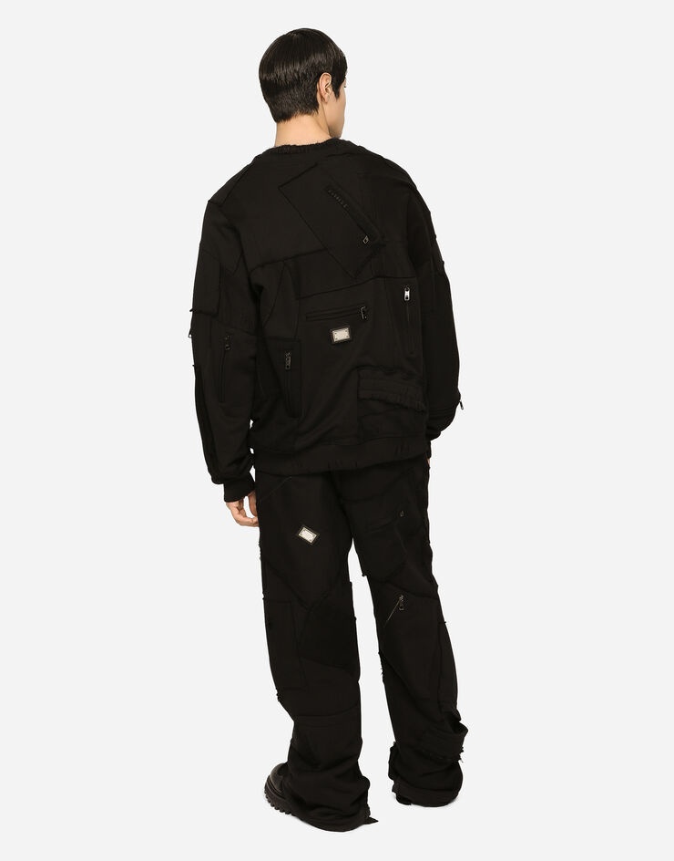 Patchwork jersey jogging pants with logo tag - 3