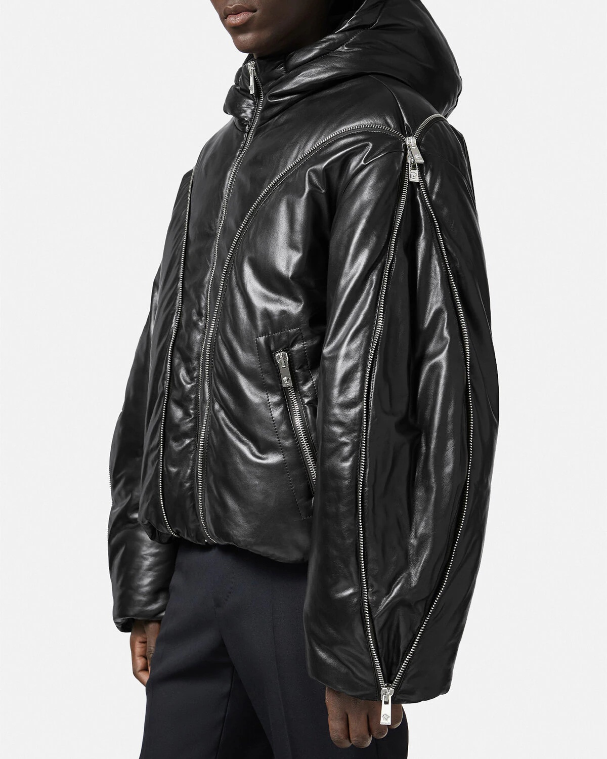 Leather Zip Puffer Jacket - 5