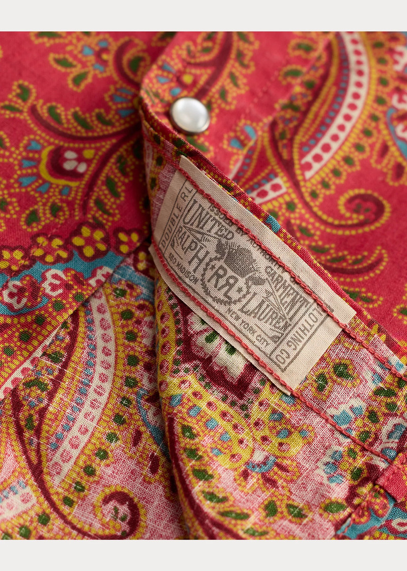 Slim Paisley Linen-Cotton Western Shirt 3