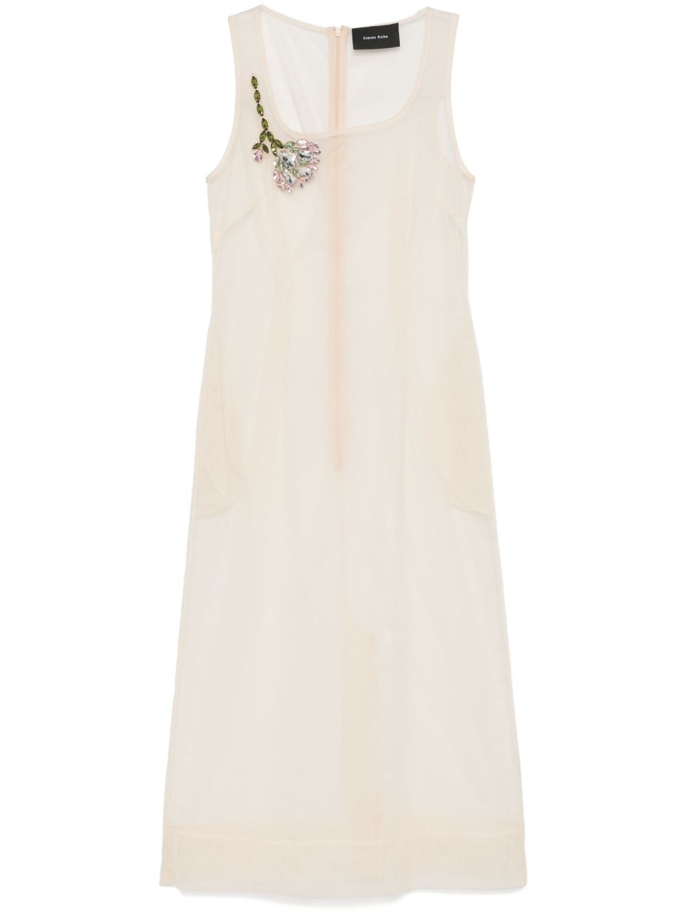 embellished square-neck dress - 1
