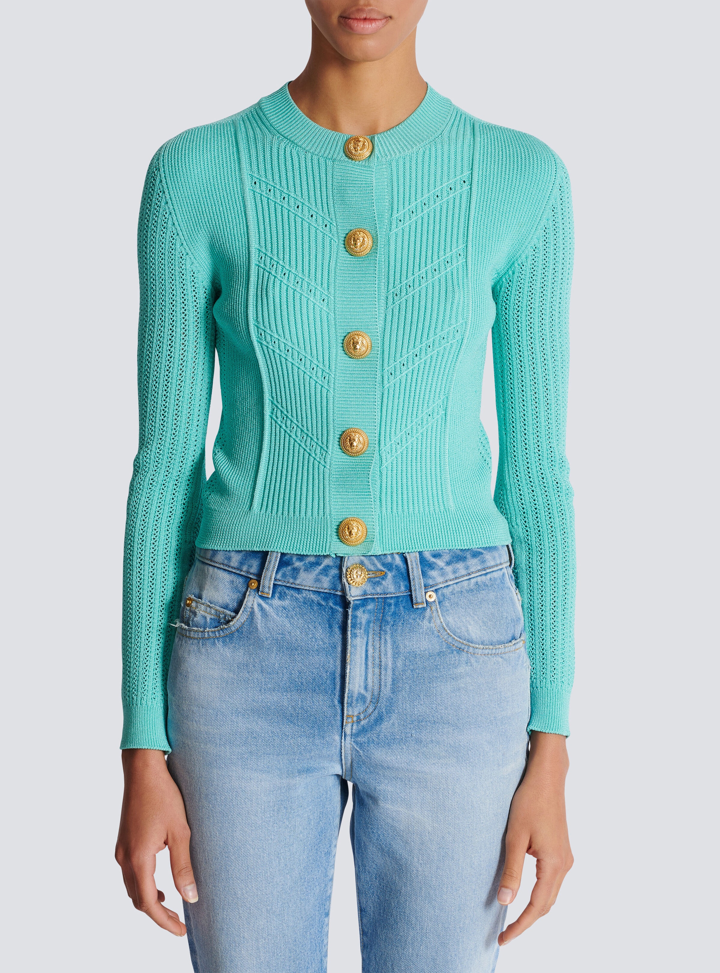 Cropped knit cardigan - 5