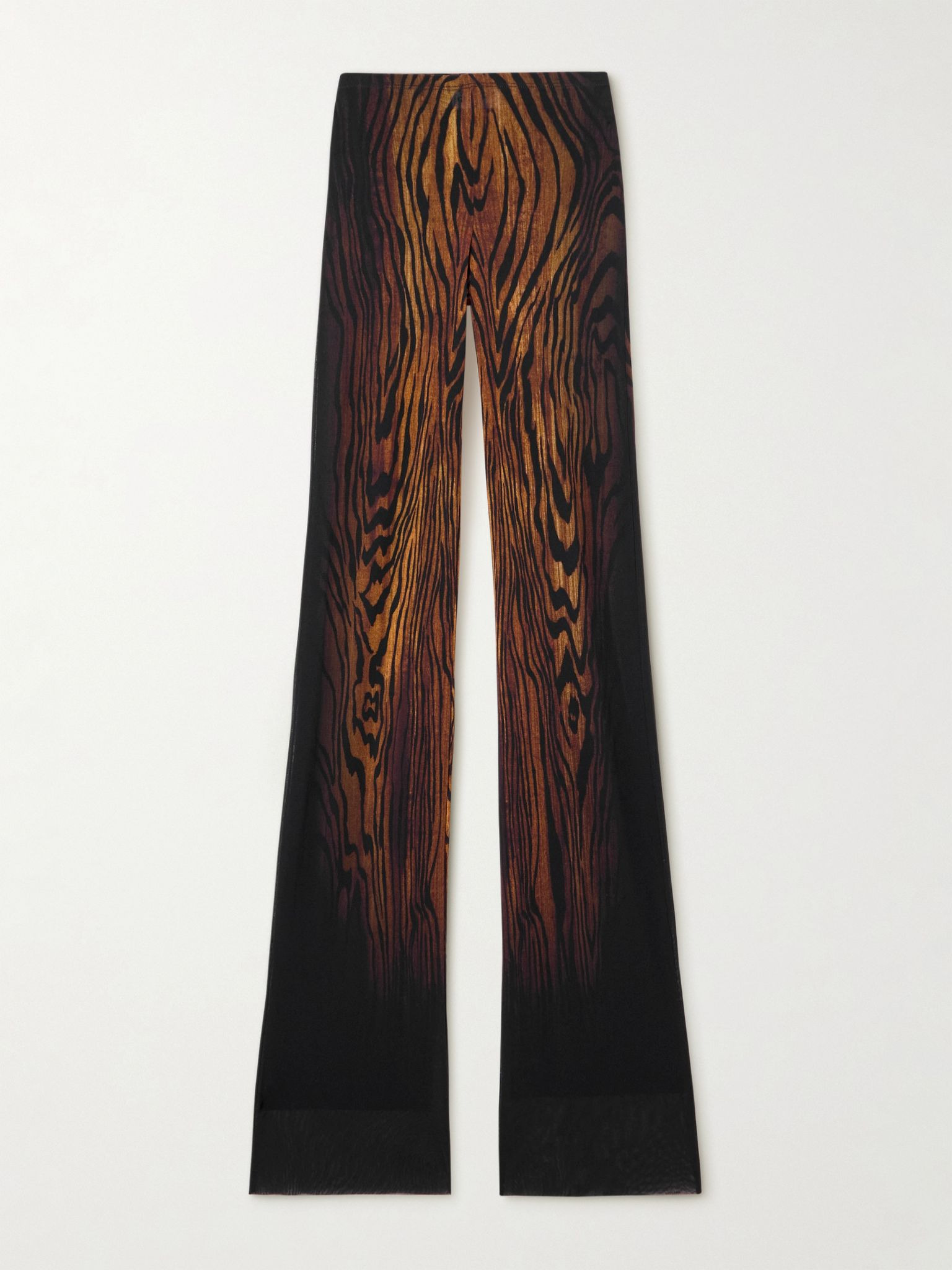 Printed mesh straight-leg pants Brown - 1