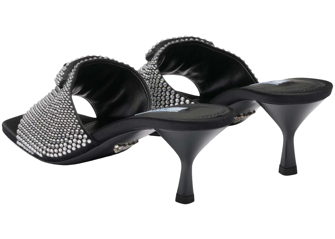Prada 65mm Crystal Heeled Sandals Black Satin - 4