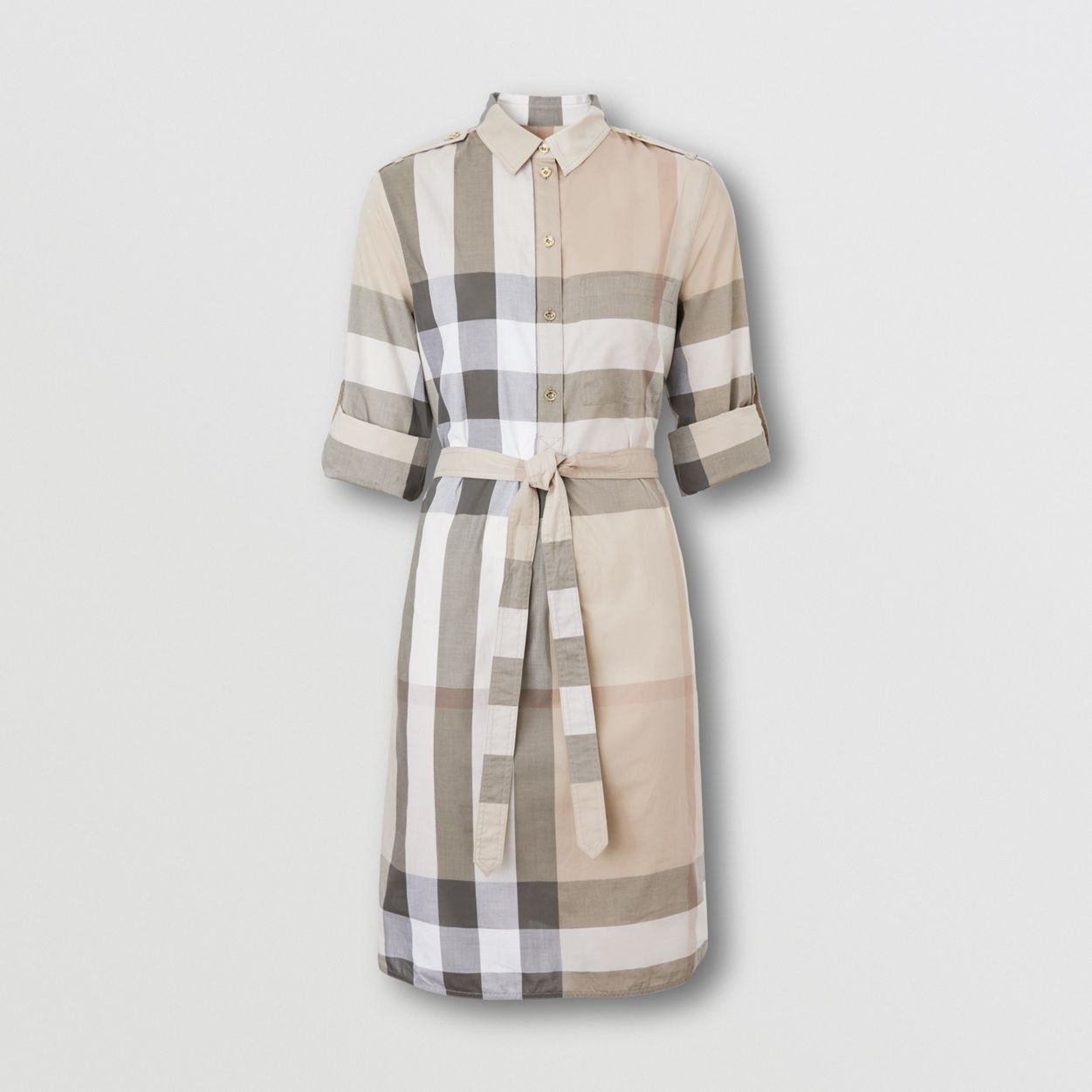 Check Cotton Voile Shirt Dress - 1