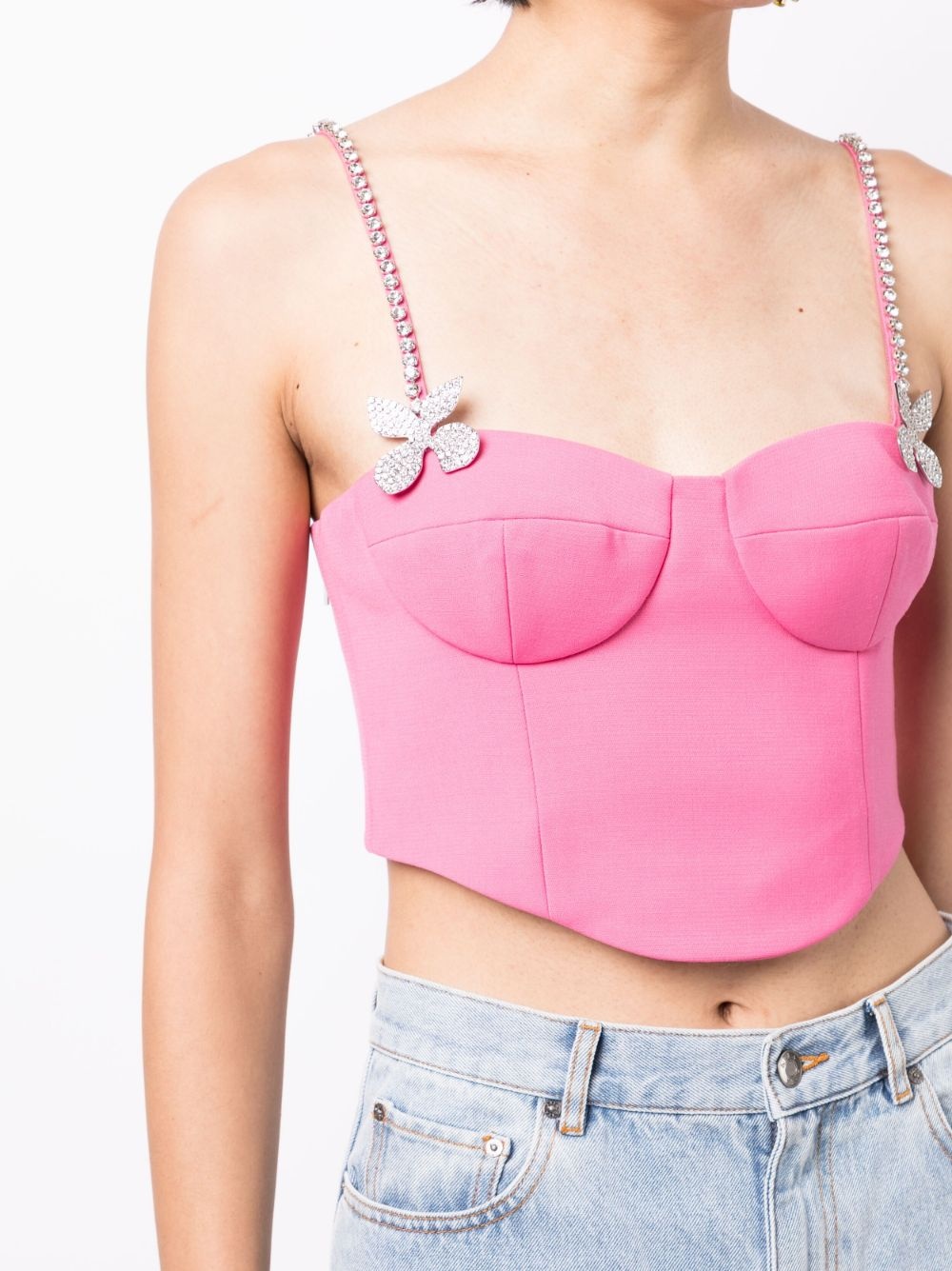 butterfly-appliqué wool bustier top - 5