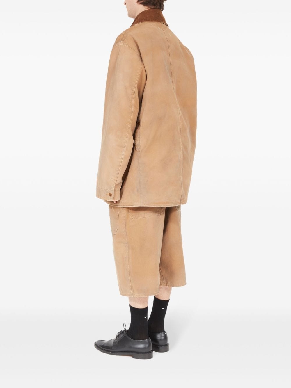 corduroy-collar waxed cotton jacket - 5