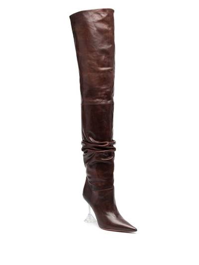 Amina Muaddi Olivia 95mm leather thigh boots outlook