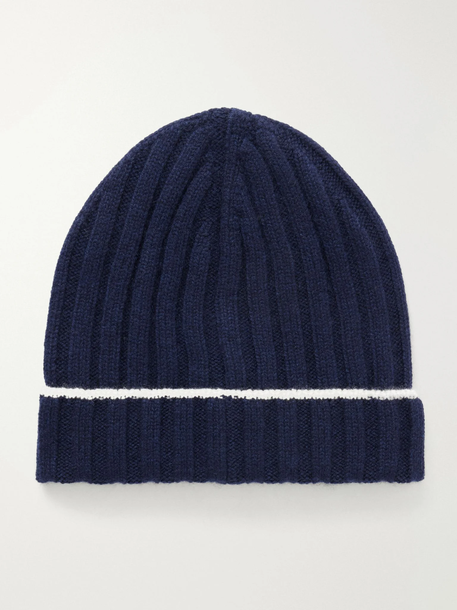 Ribbed Cashmere Beanie Navy - 1