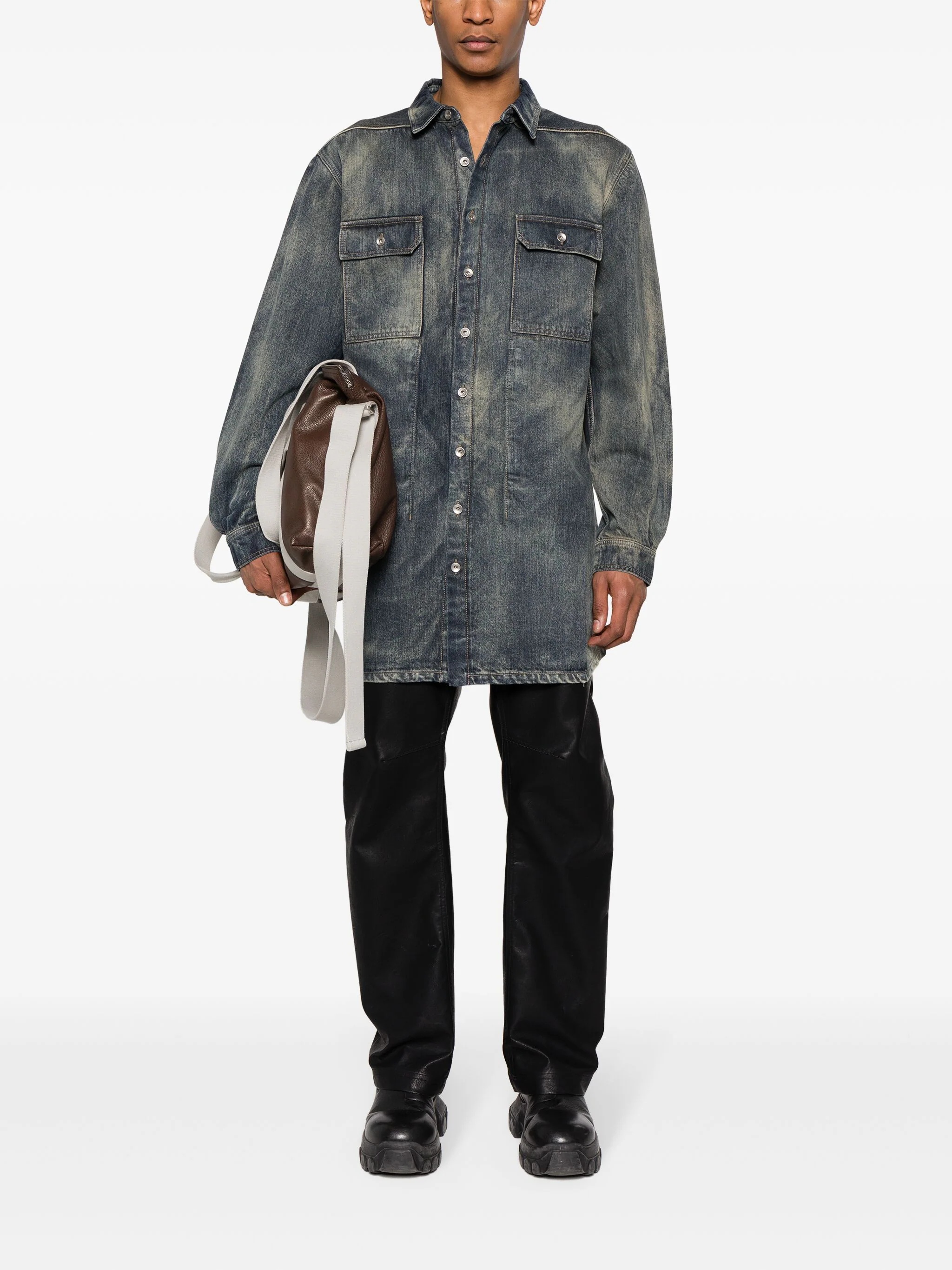 RICK OWENS DRKSHDW Men Denim Jumbo Outershirt - 3