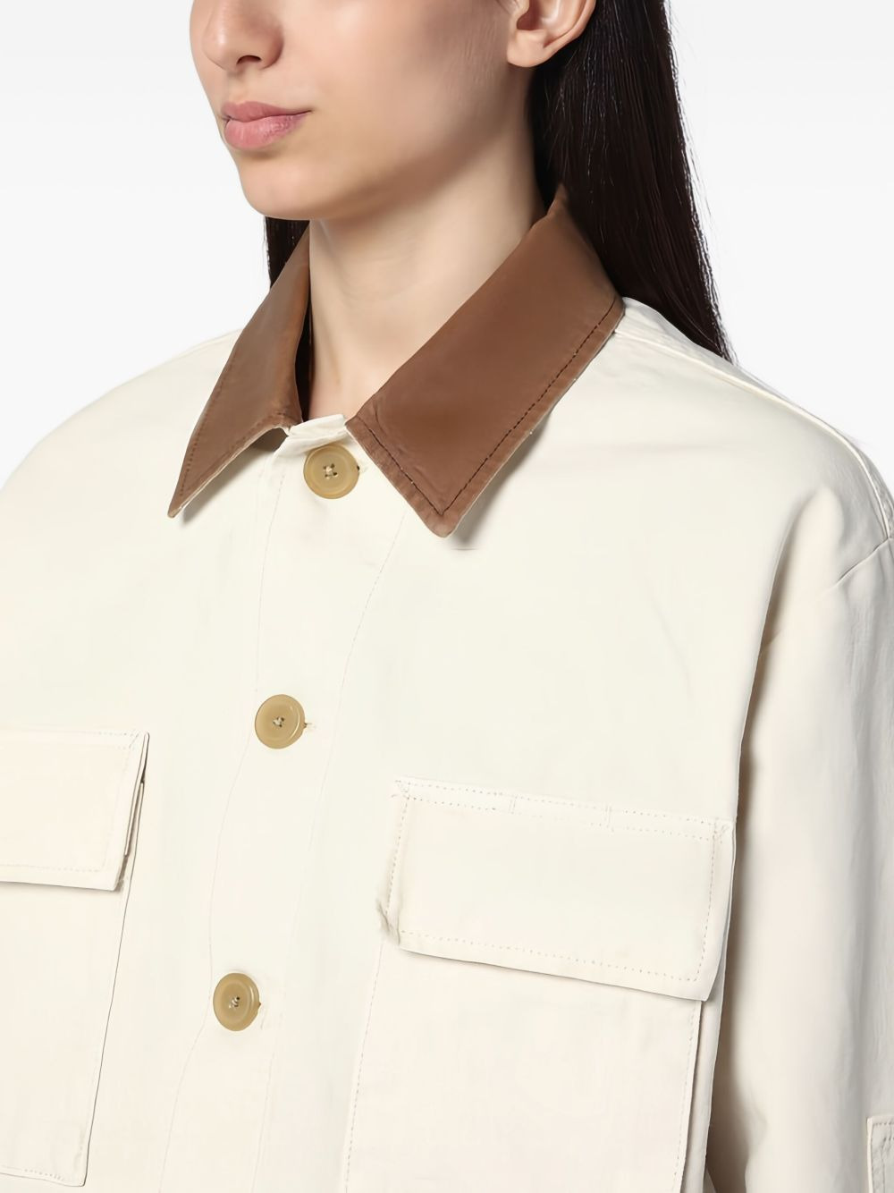 contrast-collar denim jacket - 4
