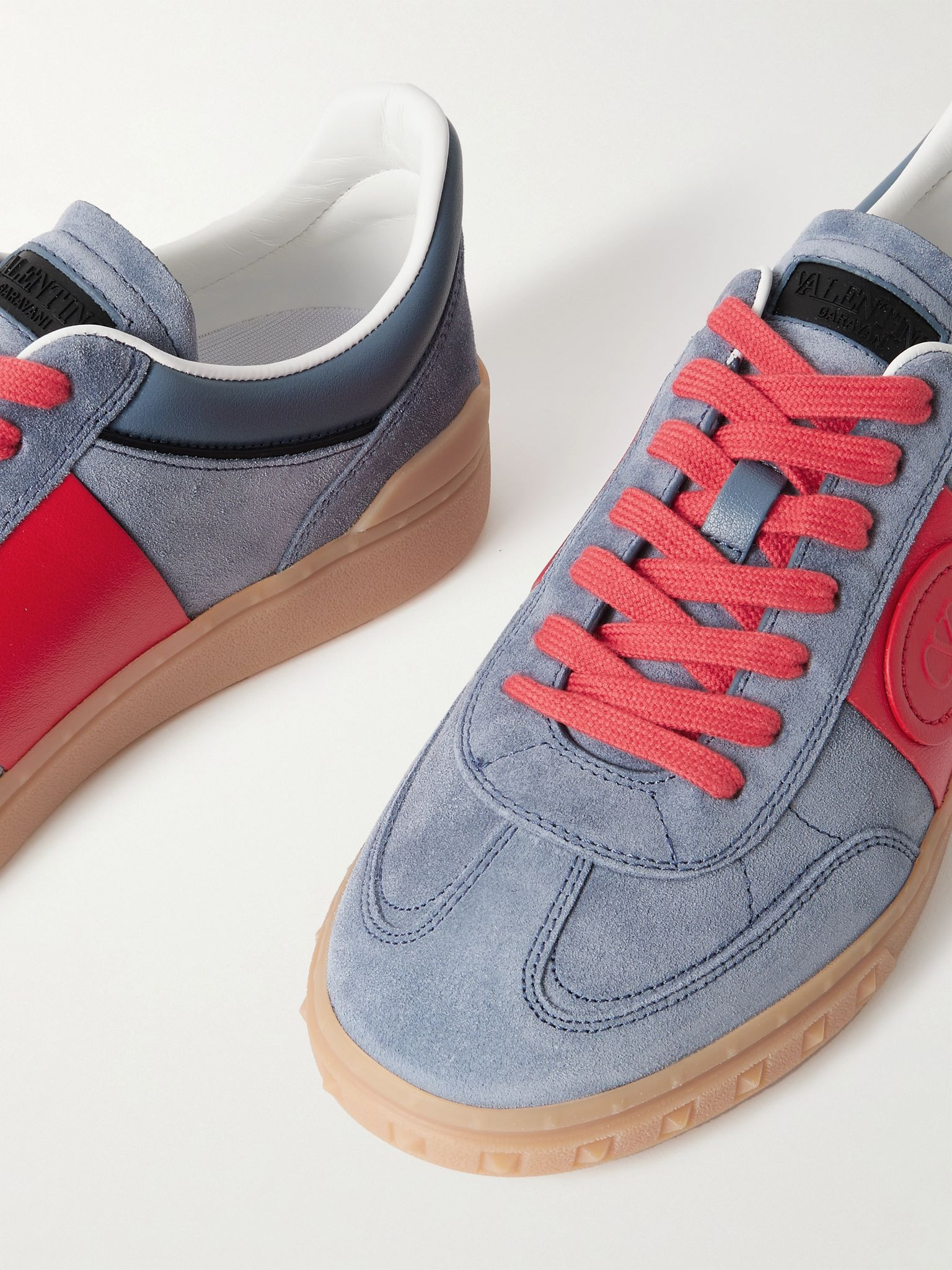 Upvillage Leather-Trimmed Suede Sneakers Gray - 5