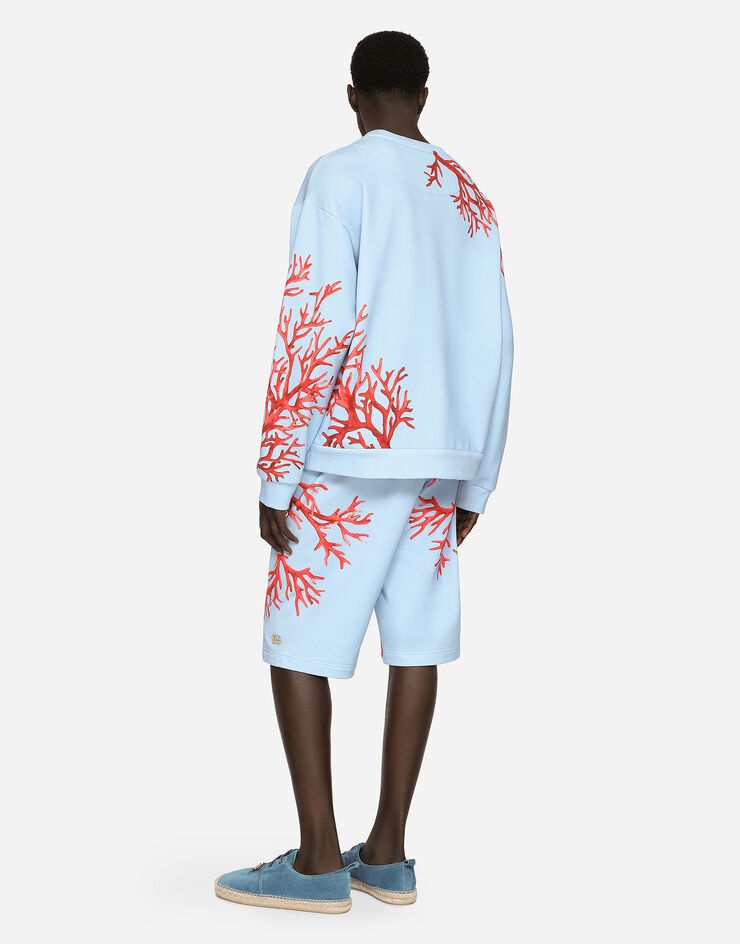 Jersey jogging shorts with coral print - 3