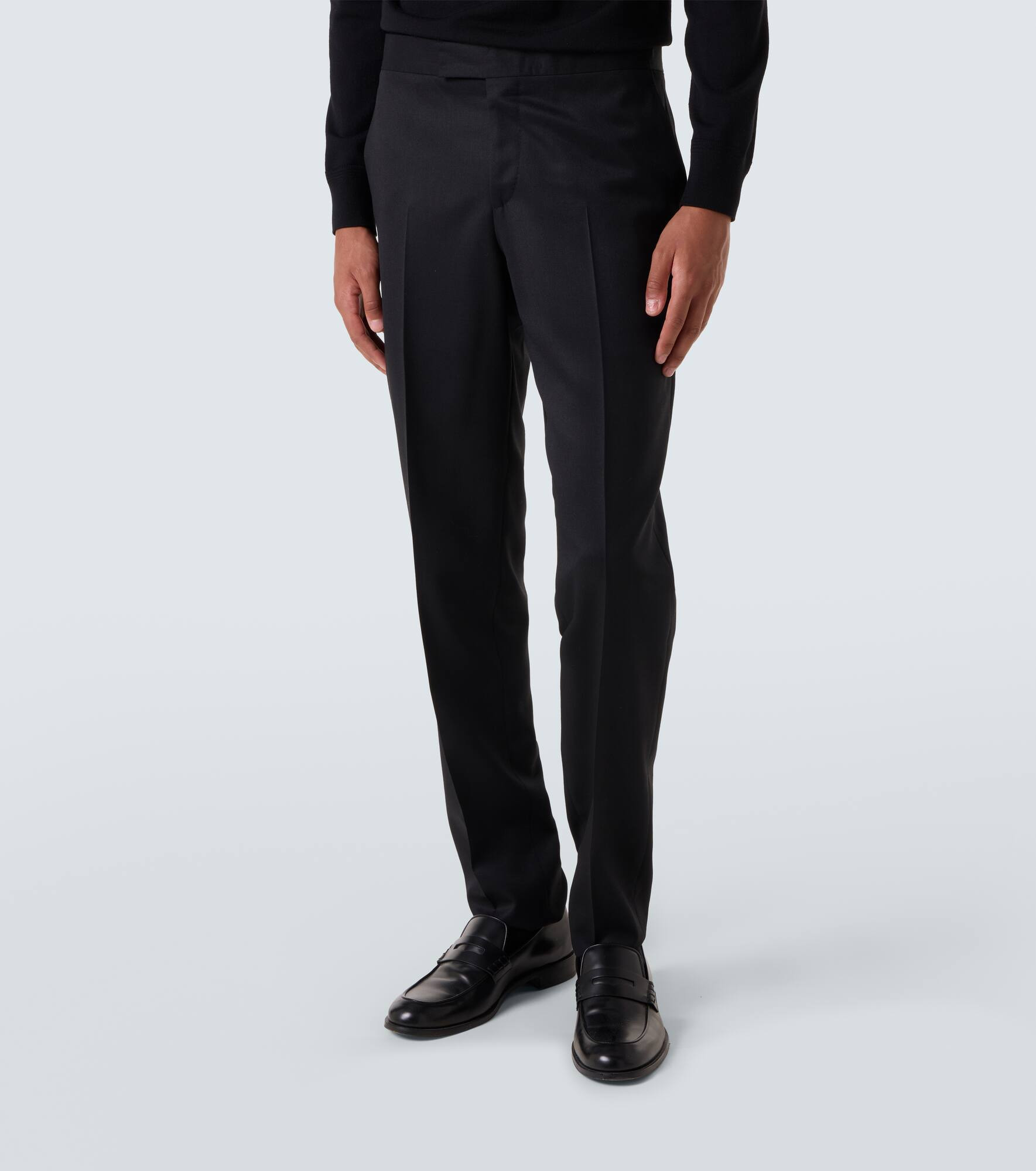 Single-pleated wool straight pants - 3