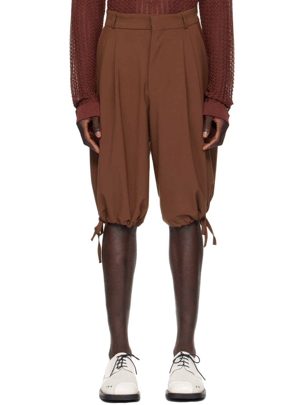 Burgundy Drawstring Shorts - 1
