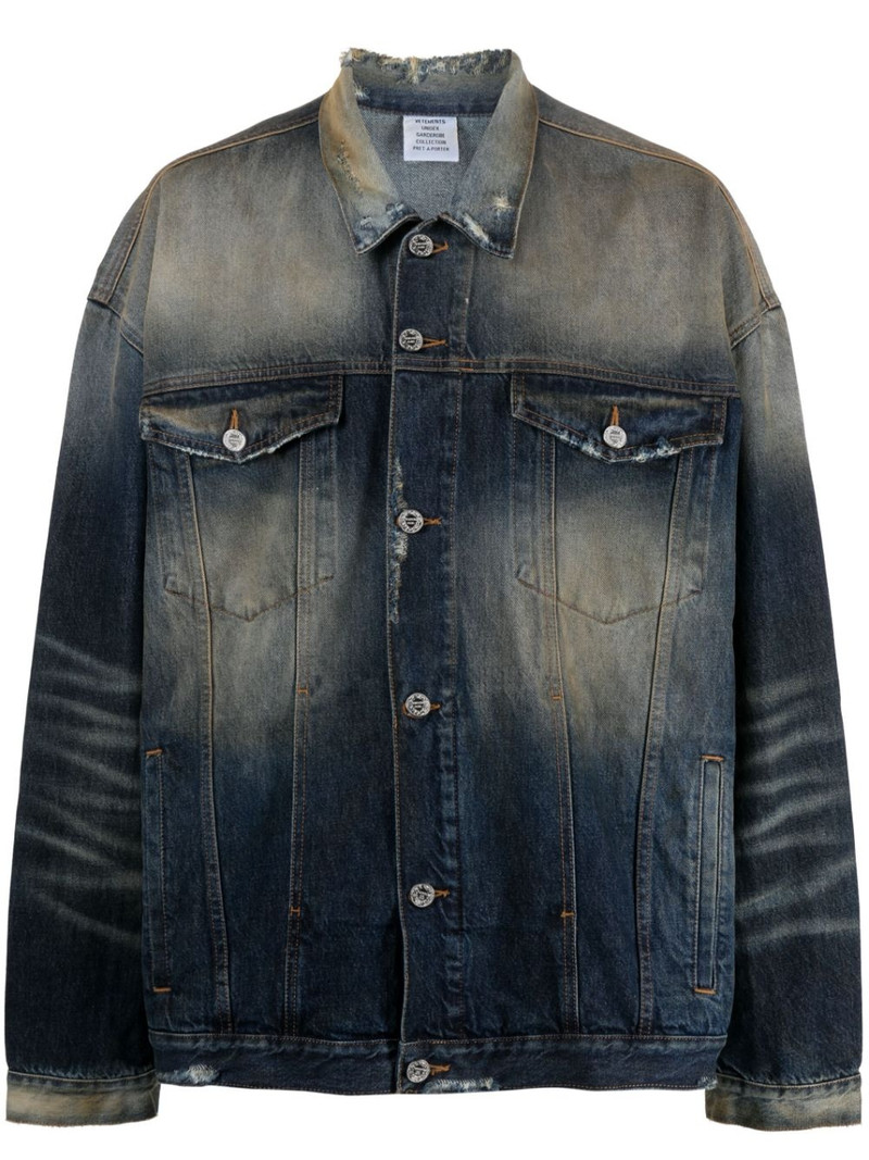 distressed-effect stonewashed denim jacket 1