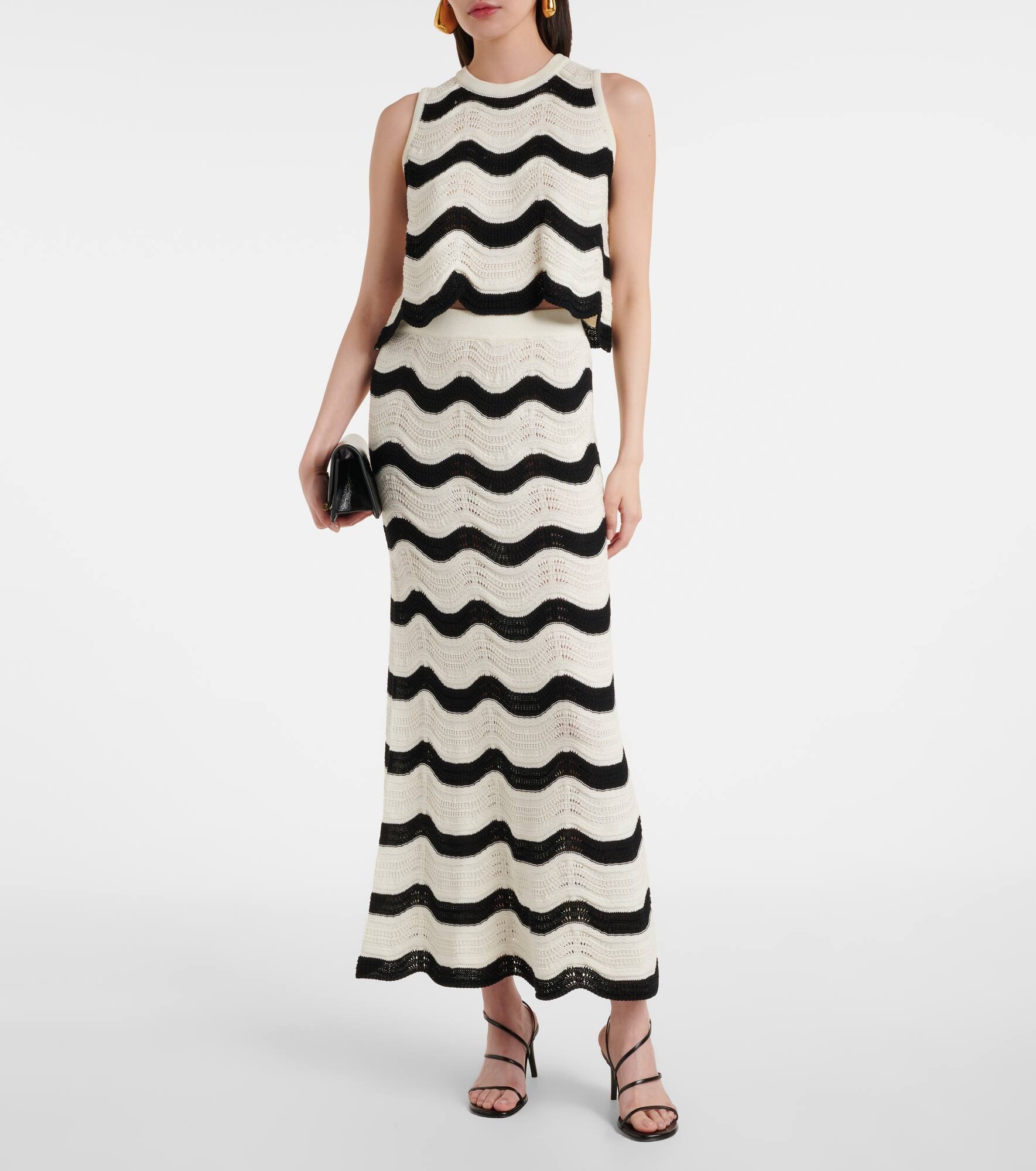 Chevron cotton crochet crop top - 2