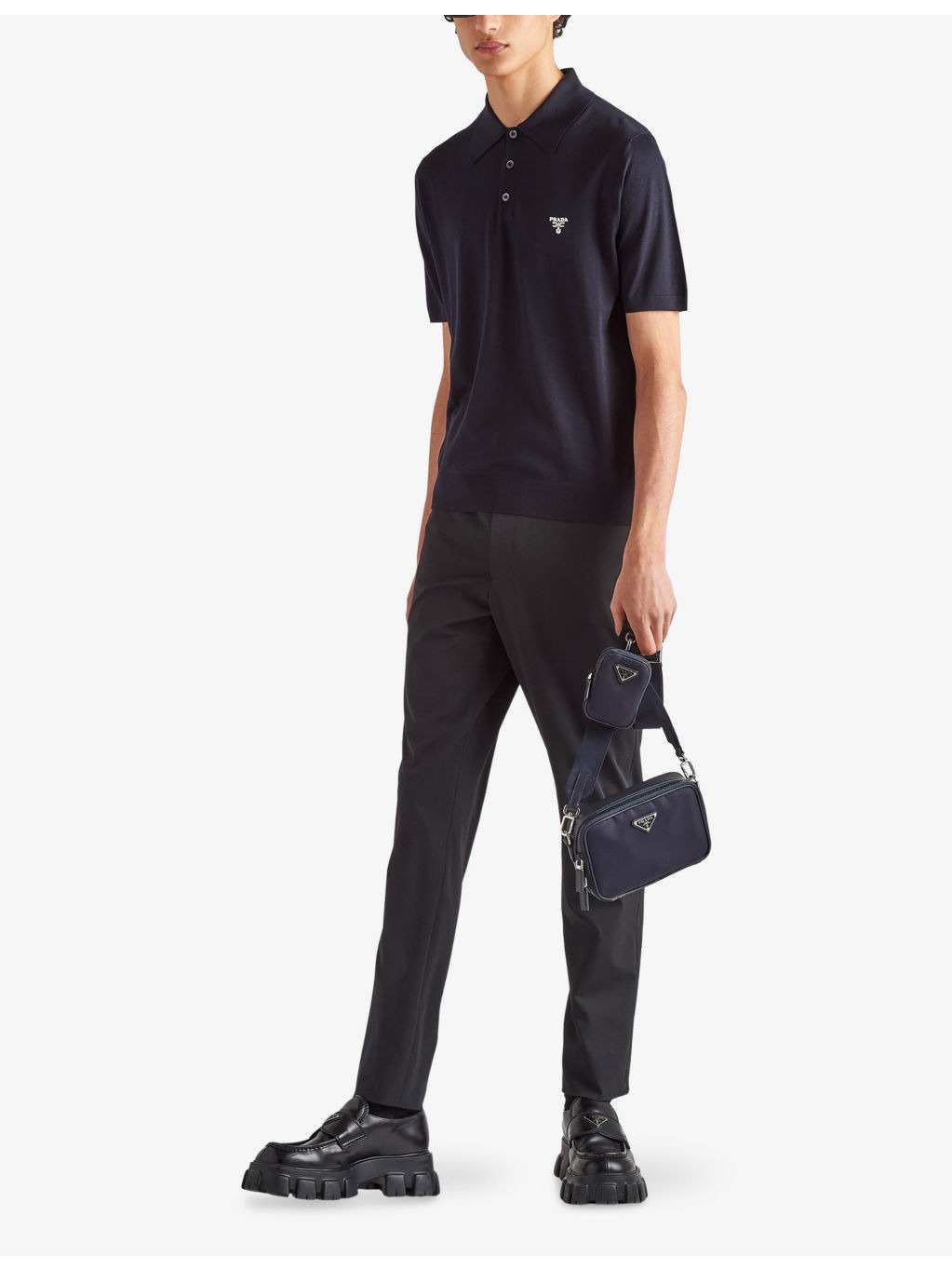 Branded Short-Sleeved Wool Polo Shirt - 2