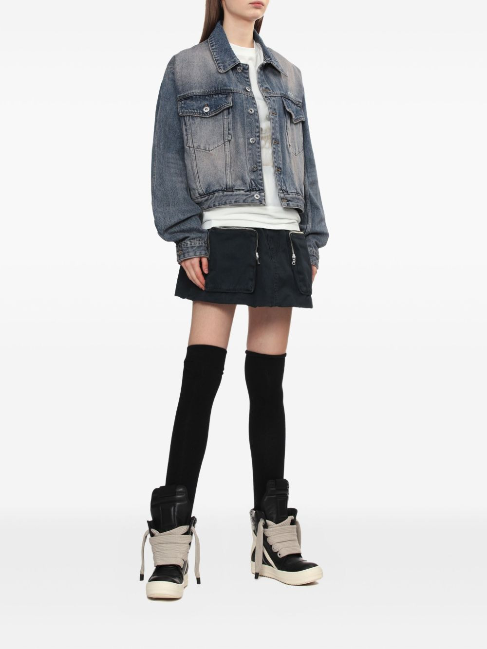 button-fastening denim jacket - 2