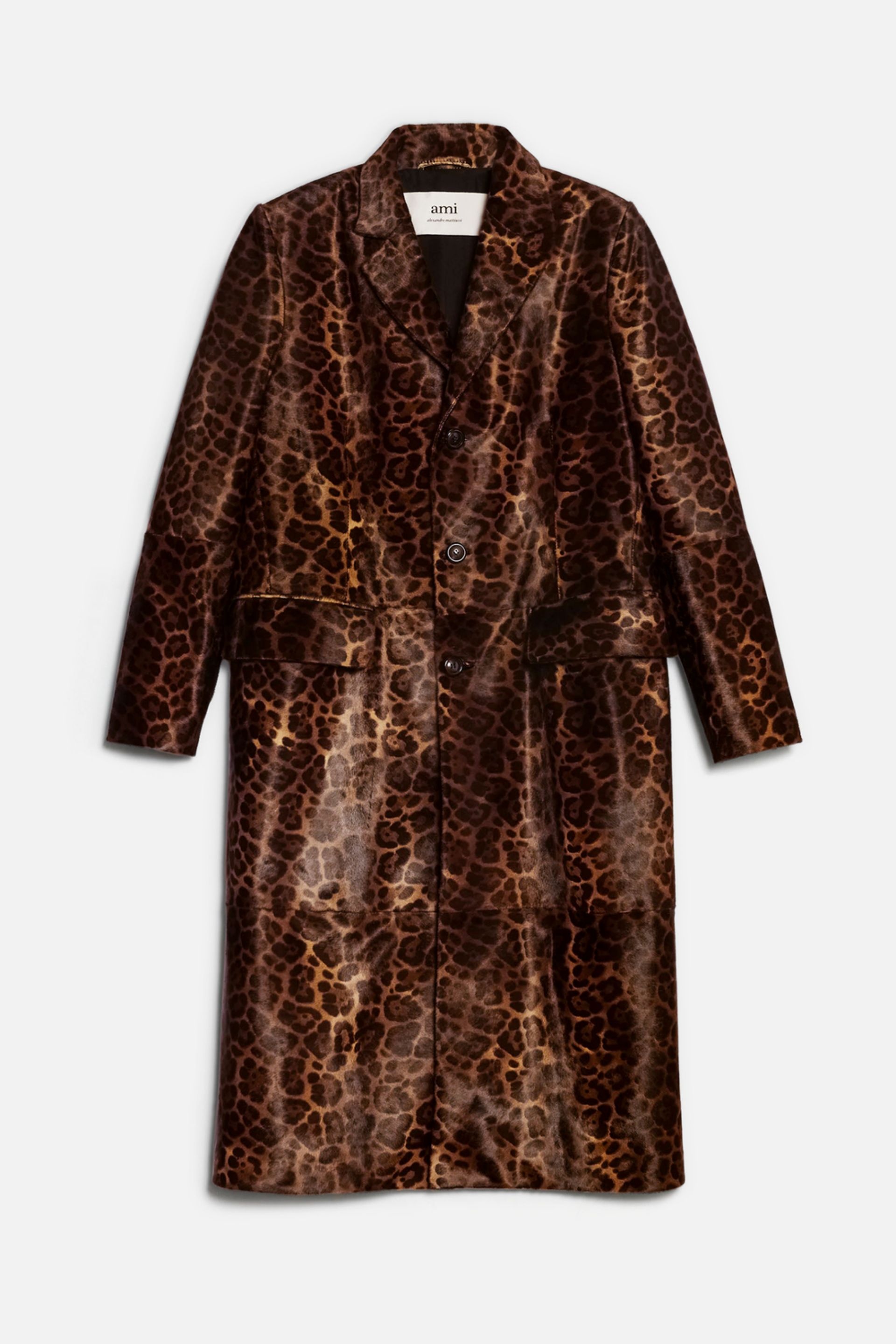 Three Buttons Leather Coat - 6