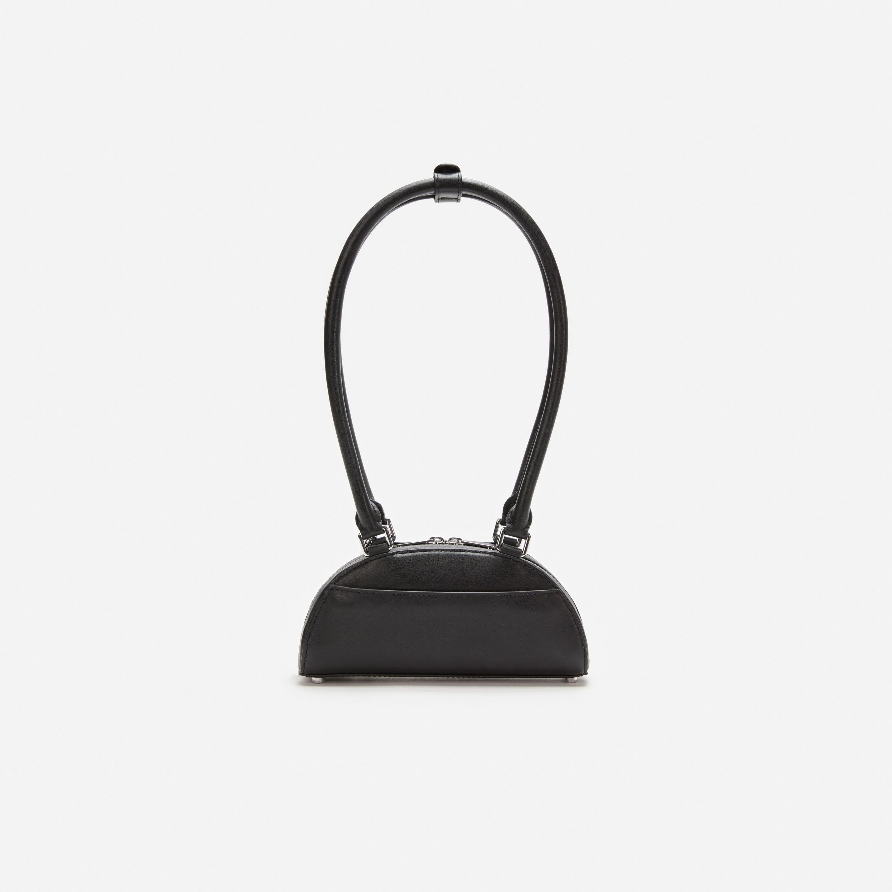 Black Leather Mini Shoulder Bag With Charm - 3