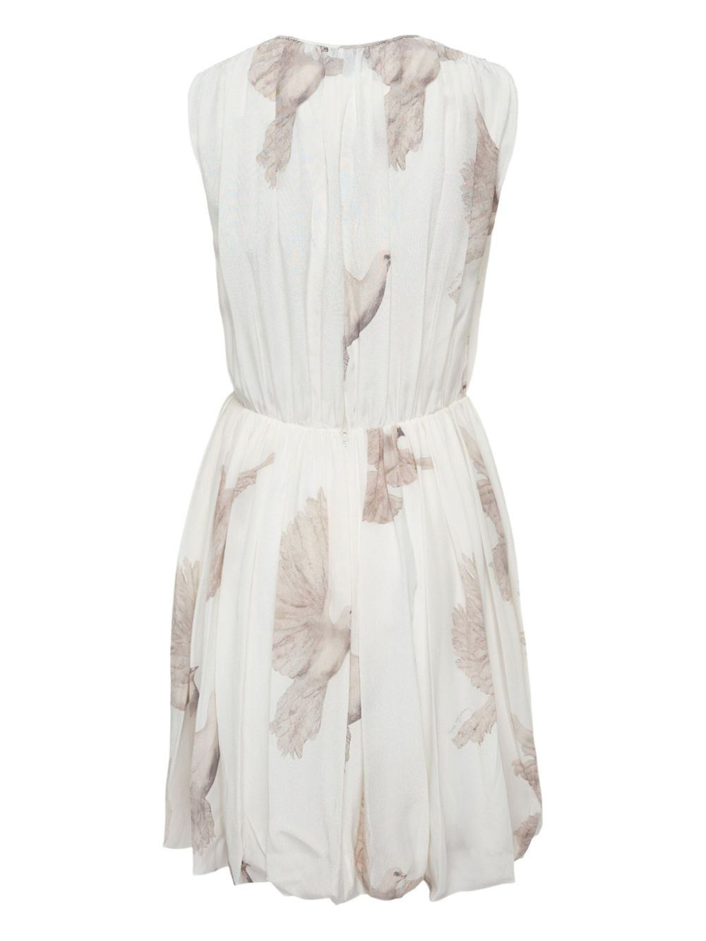 bird-print gathered midi dress - 2