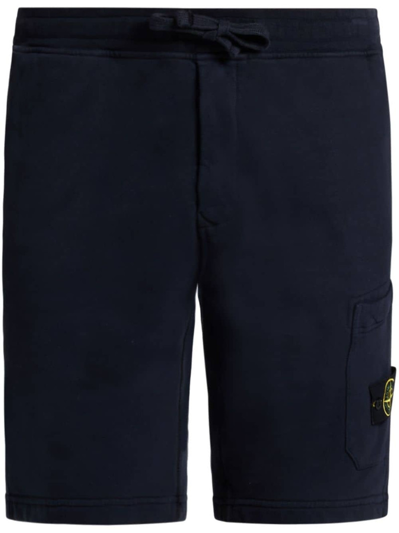 Compass logo-patch cotton track shorts 1
